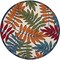 Homeroots 8 ft. Round Multi Color Leaves Indoor & Outdoor Area Rug 384948 - alternate 1